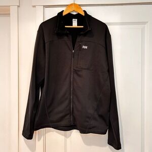 Helly Hansen Mens XL Black Full Zip Grid Fleece Jacket Outdoor Layering Hiking